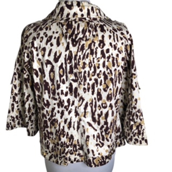 Just B Zip/Snap Drawstring Collar Animal Print Wide Sleeve Jacket Size L - Picture 7 of 12